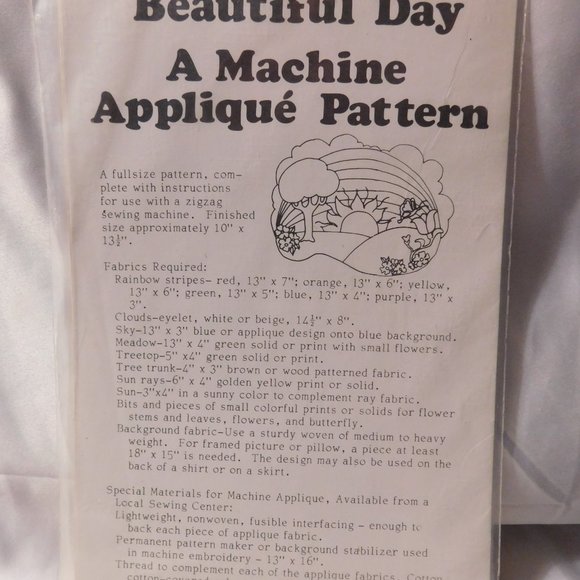Applique Pattern Kit "Beautiful Day" Rainbow Vintage New/Sealed - Picture 2 of 3
